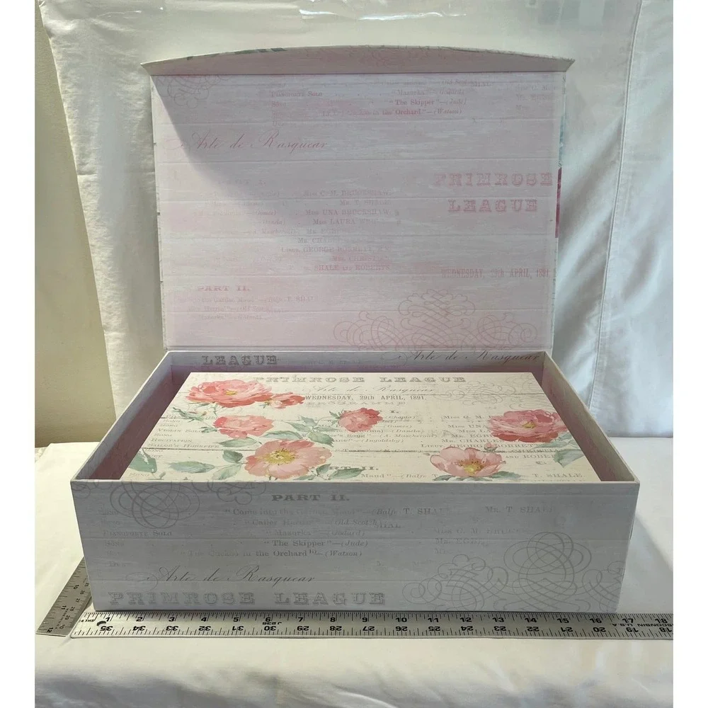 Primrose League Nested Storage Boxes Set of 3 Vintage Floral Decorative Cardbd